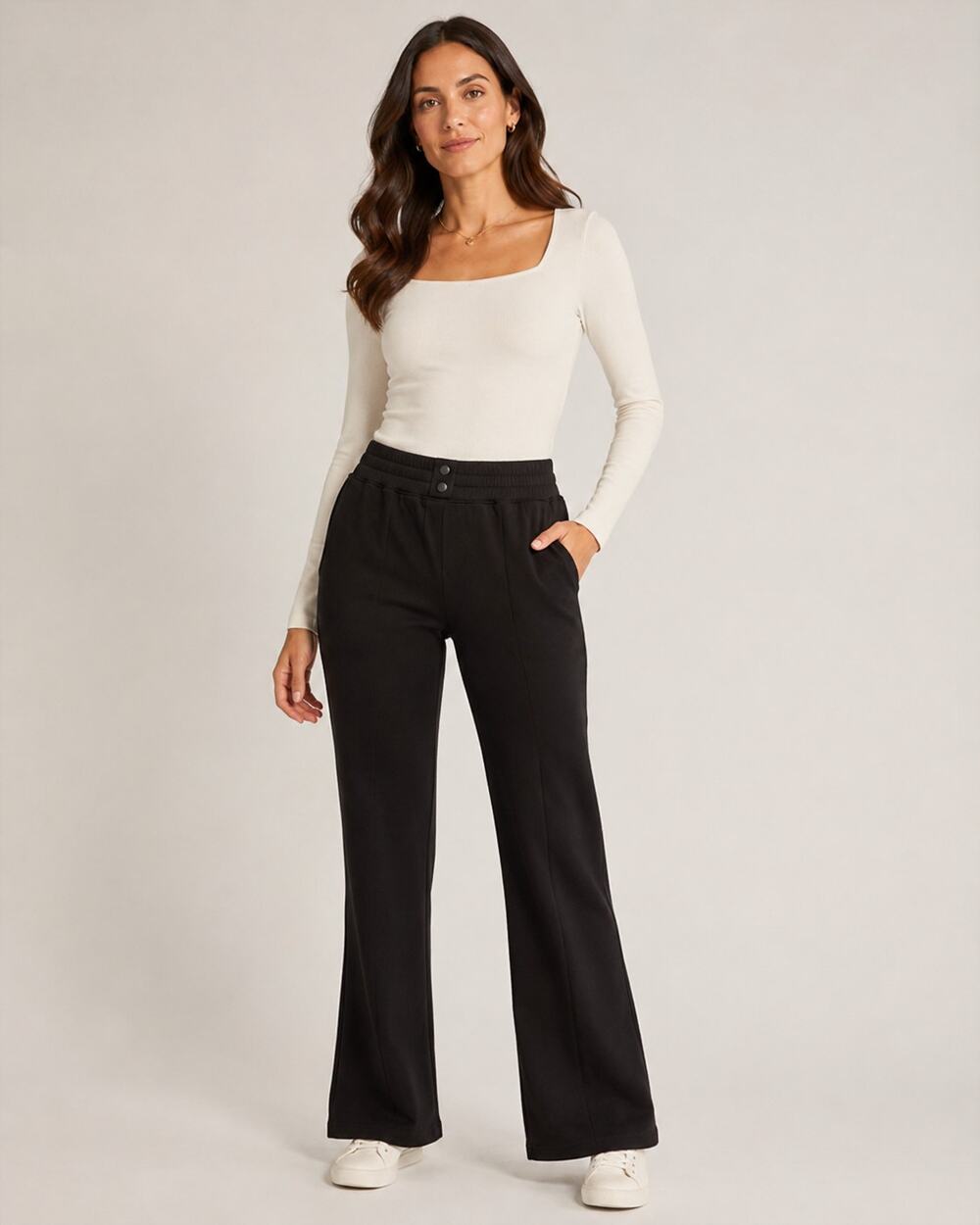 New SPANX AirEssentials Brushed Flare-Leg Pants, Black Size Medium